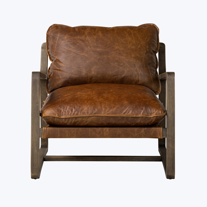 Houston Ace Leather Chair Brown