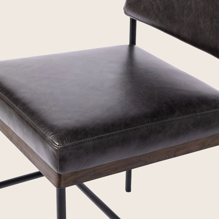 Houston Benton Leather Dining Chair Black