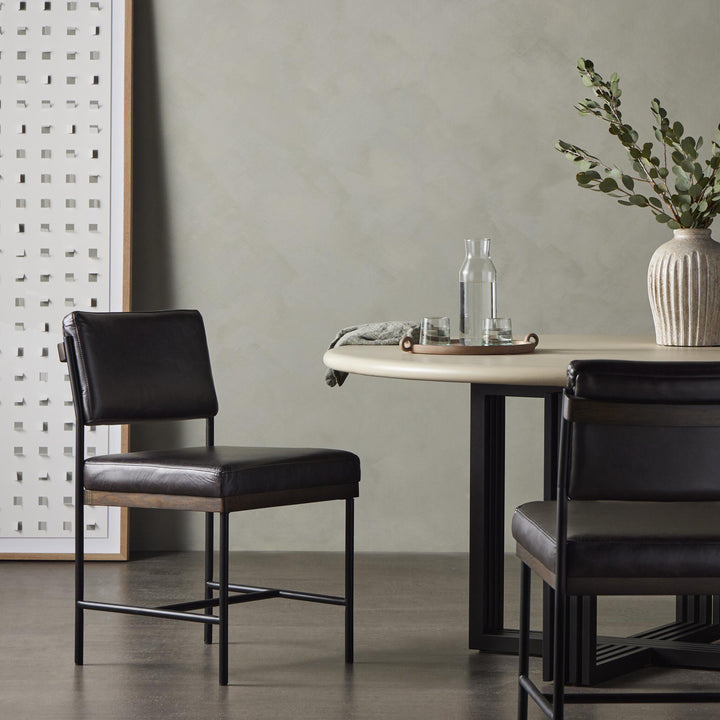 Houston Benton Leather Dining Chair Black