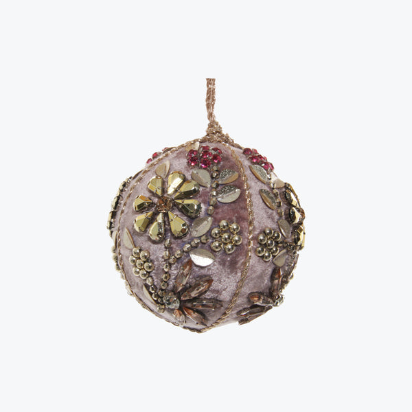 Light Purple Floral Embroidery Velvet Ball Ornament