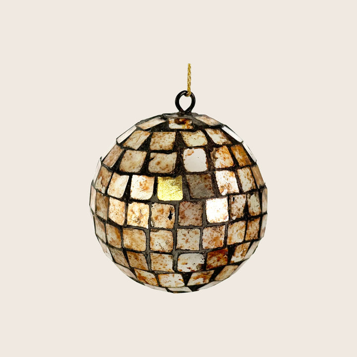 Aged Gold Mirror Ball Ornament