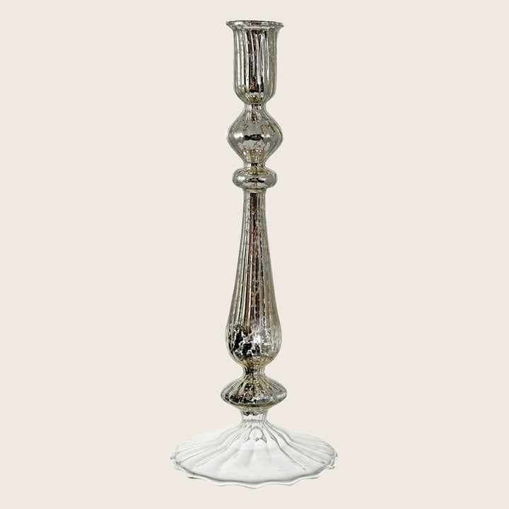 Lined Antique Silver Glass Candleholder