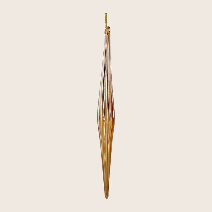Gold Lustered Glass Icicle Drop Ornament