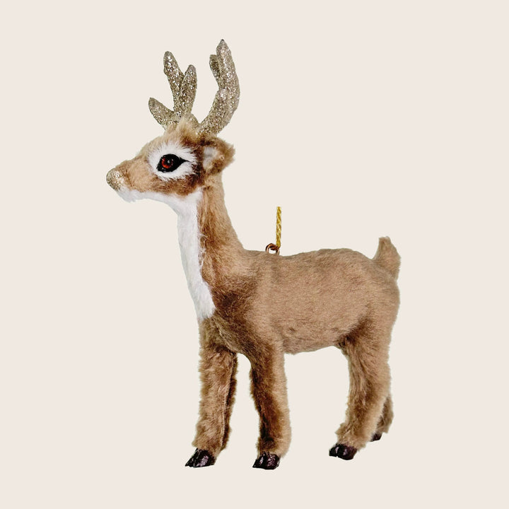 Brown Reindeer with Glitter Horns Ornament