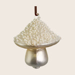 White Beaded Glass Mushroom Ornament