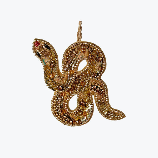 Gold Snake Velvet Bead Ornament