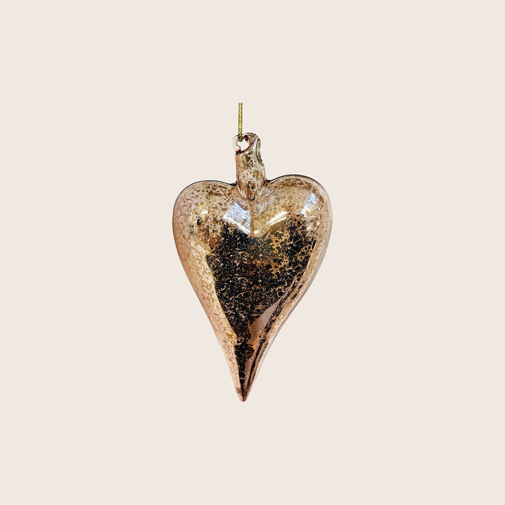 Assorted Rose Gold Heart Glass Ornament