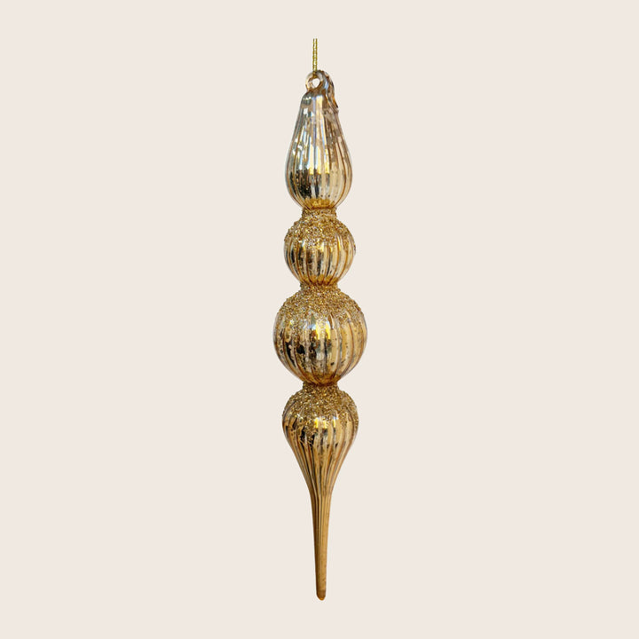 Assorted Antique Gold Glittered Glass Drop Ornament