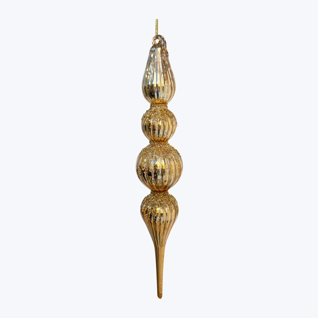 Assorted Antique Gold Glittered Glass Drop Ornament