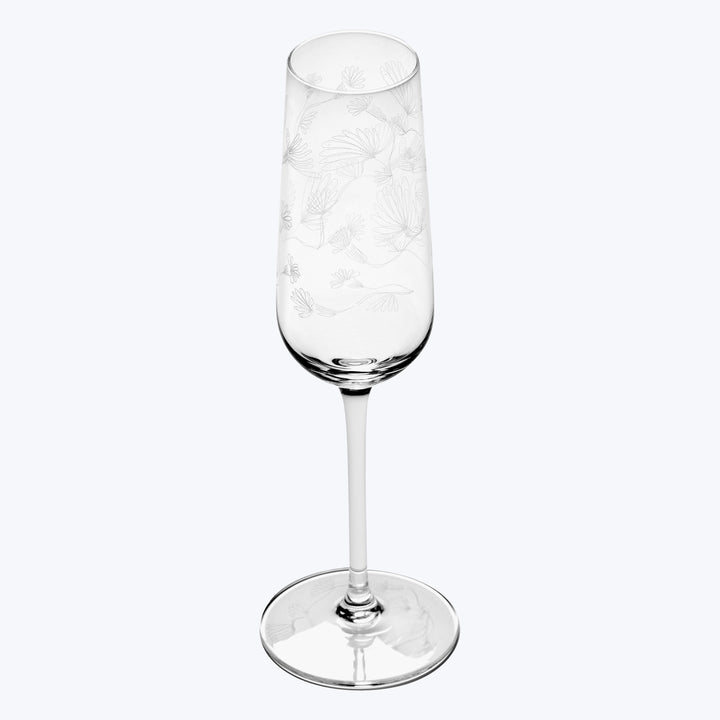 Midnight Flowers Champange Flute, Camelia Aubergine