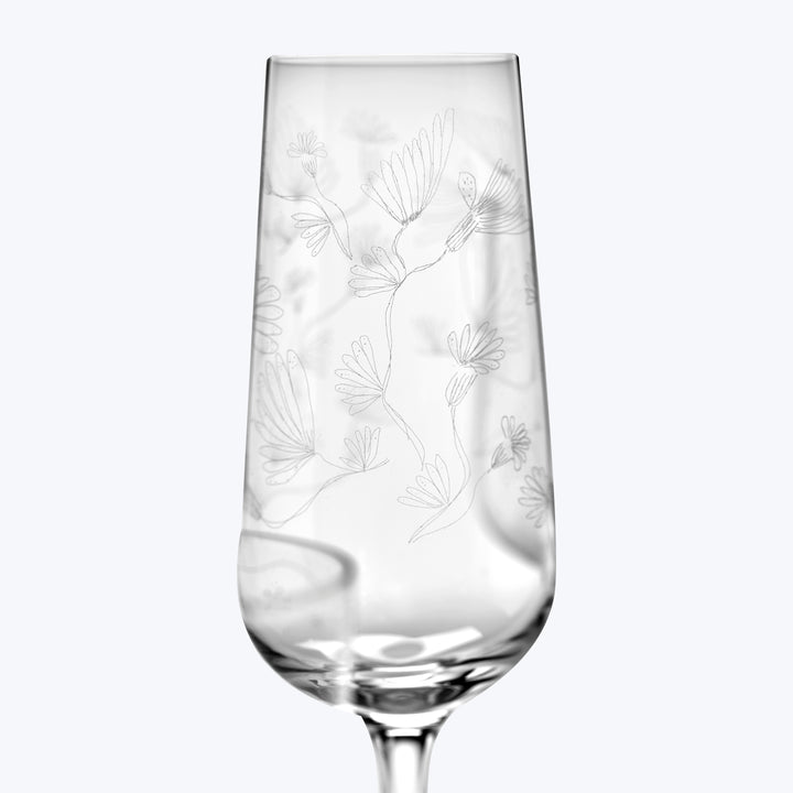 Midnight Flowers Champange Flute, Camelia Aubergine