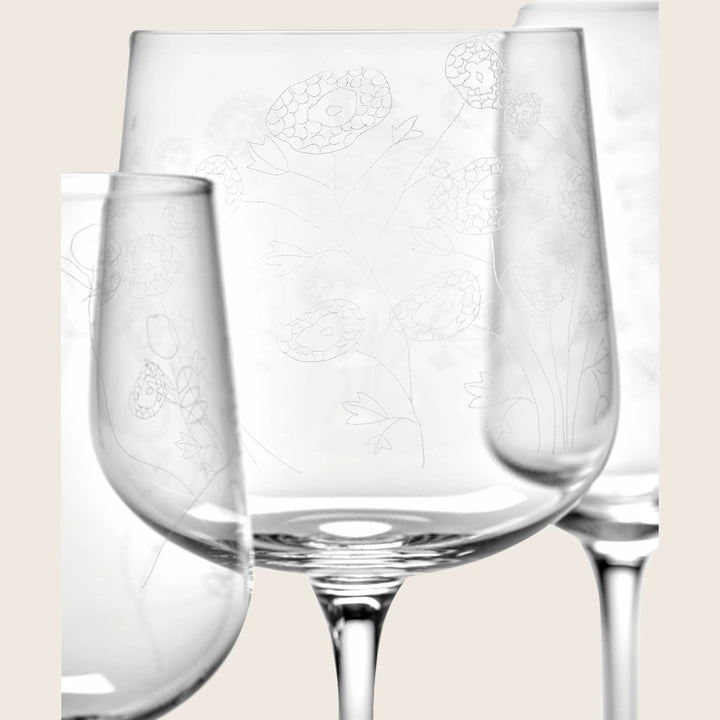 Midnight Flowers Wine Glass Red Wine