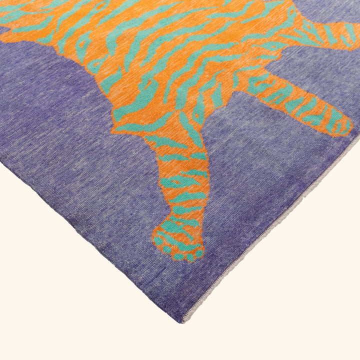 Purple Contemporary Tiger Wool Rug - 5'11" x 7'10"