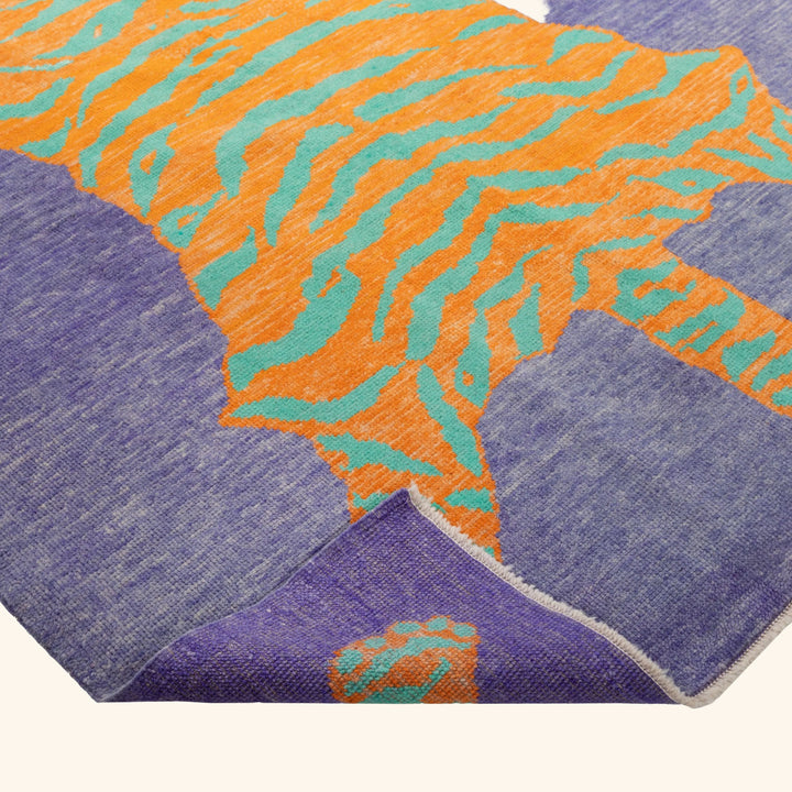 Purple Contemporary Tiger Wool Rug - 5'11" x 7'10"