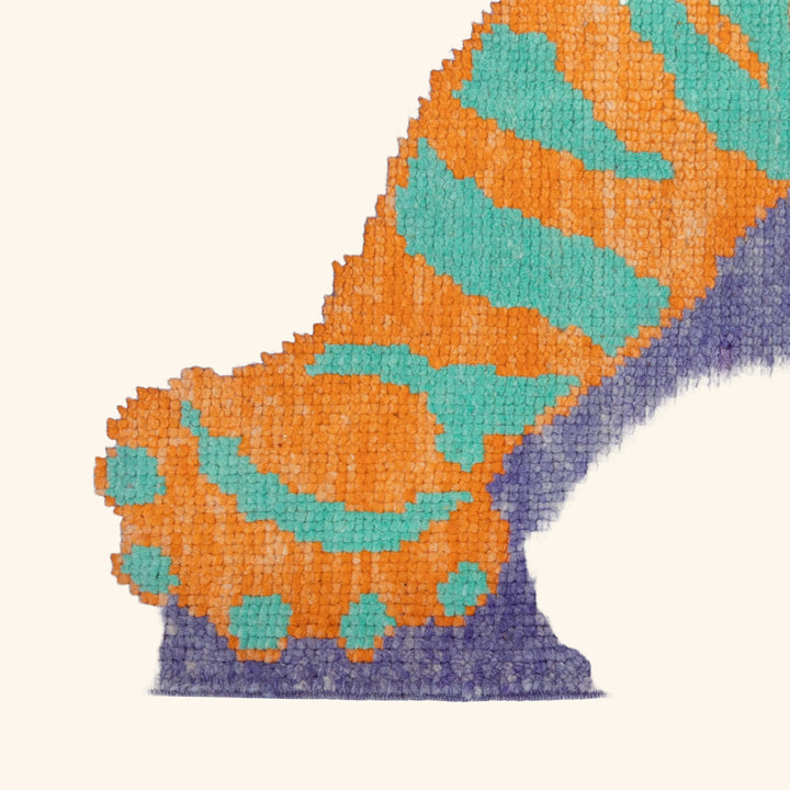 Purple Contemporary Tiger Wool Rug - 5'11" x 7'10"