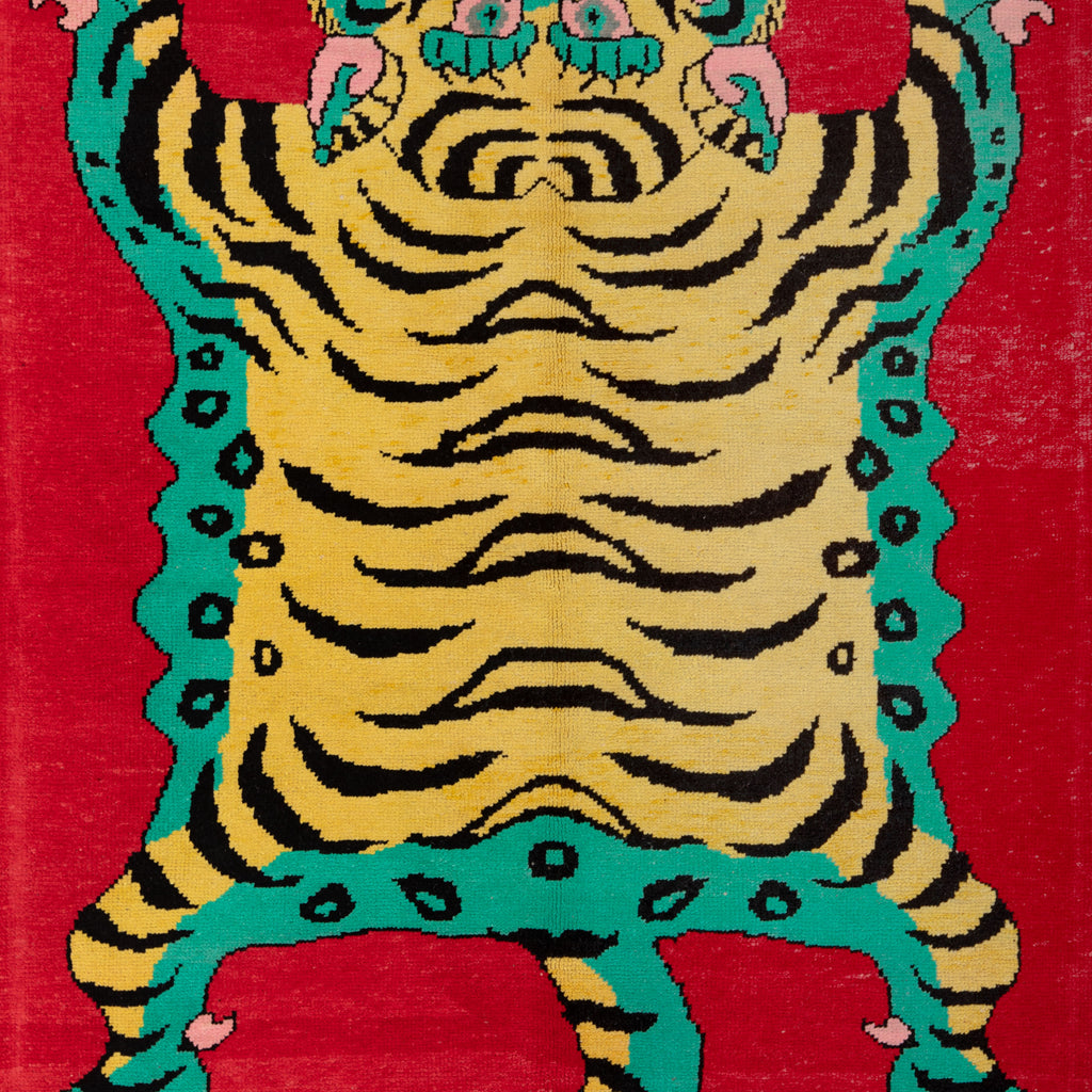 Red Contemporary Tiger Wool Rug - 5'8" x 8'2"