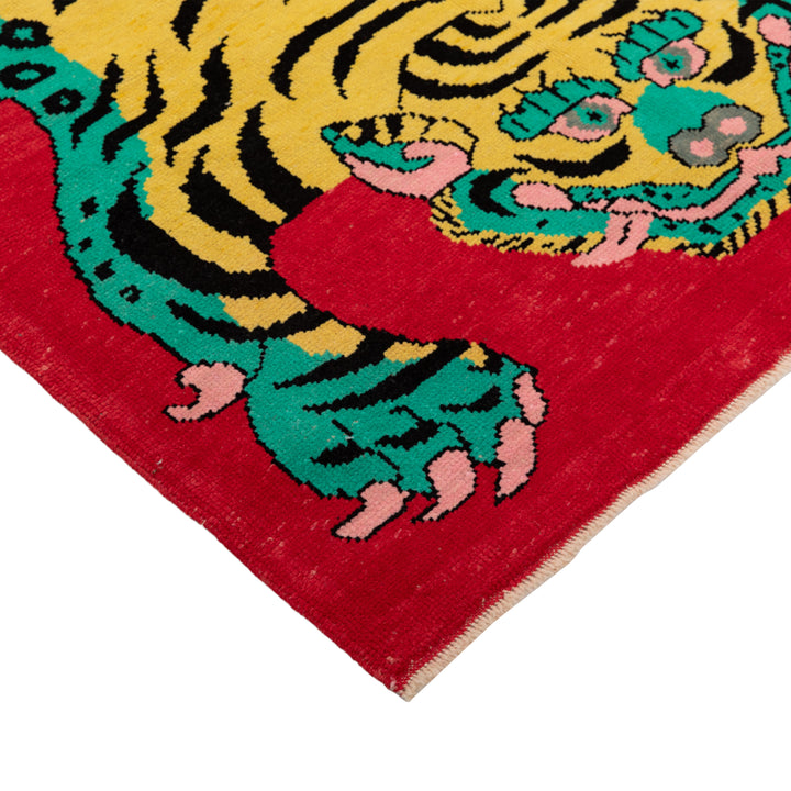 Red Contemporary Tiger Wool Rug - 5'8" x 8'2"