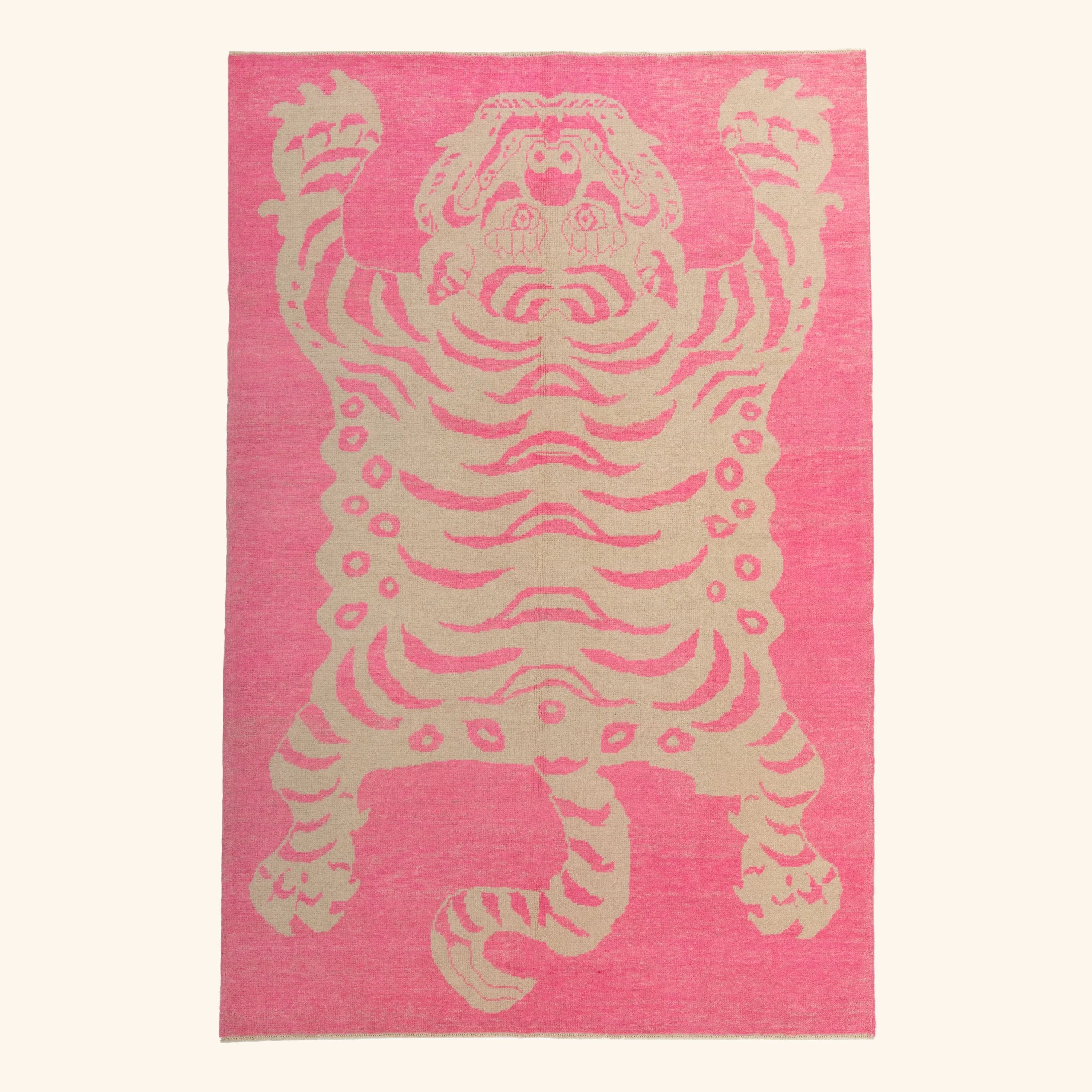 Pink Contemporary Tiger Wool Rug - 6'9