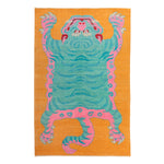 Orange Contemporary Tiger Wool Rug - 5'7" x 7'12"
