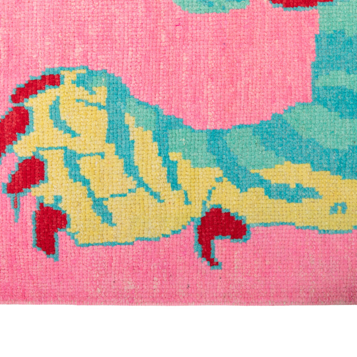 Pink Contemporary Tiger Wool Rug - 5'5" x 8'10"
