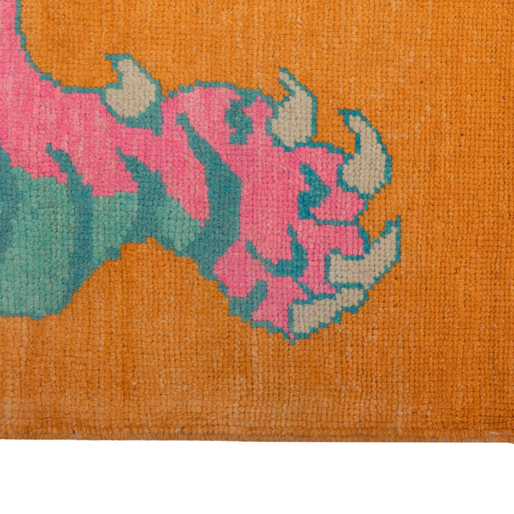 Orange Contemporary Tiger Wool Rug - 5'7" x 7'12"