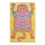 Yellow Contemporary Tiger Wool Rug - 4'1" x 6'4"