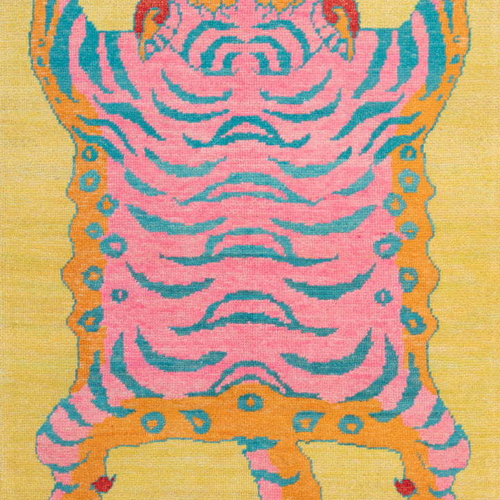 Yellow Contemporary Tiger Wool Rug - 4'1" x 6'4"