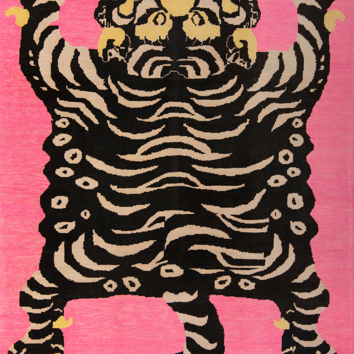 Pink Contemporary Tiger Wool Rug - 9'5" x 12'4"