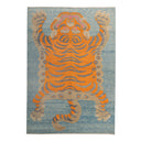 Blue Contemporary Tiger Wool Rug - 6'12" x 9'11"