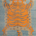 Blue Contemporary Tiger Wool Rug - 6'12" x 9'11"