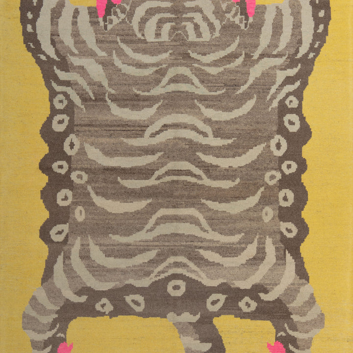 Yellow Contemporary Tiger Wool Rug - 6'8" x 10'6"