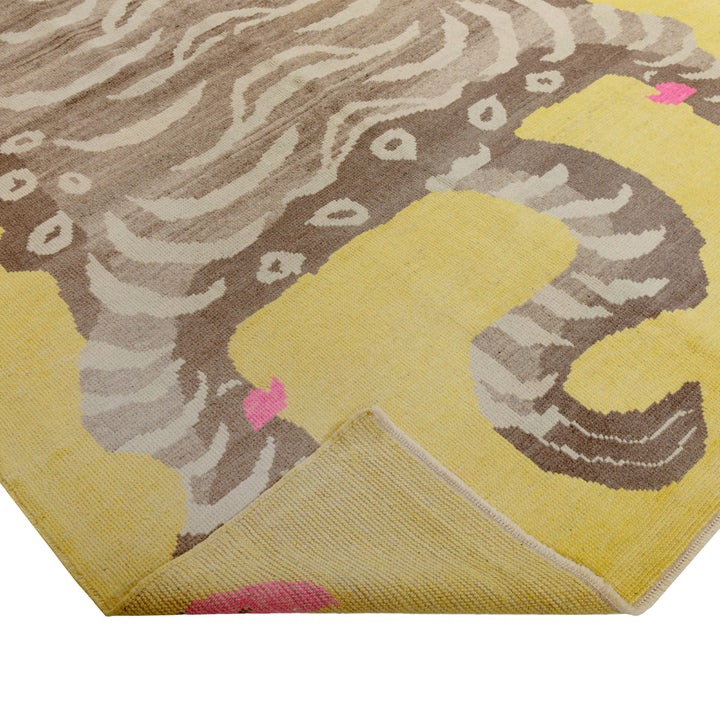Yellow Contemporary Tiger Wool Rug - 6'8" x 10'6"