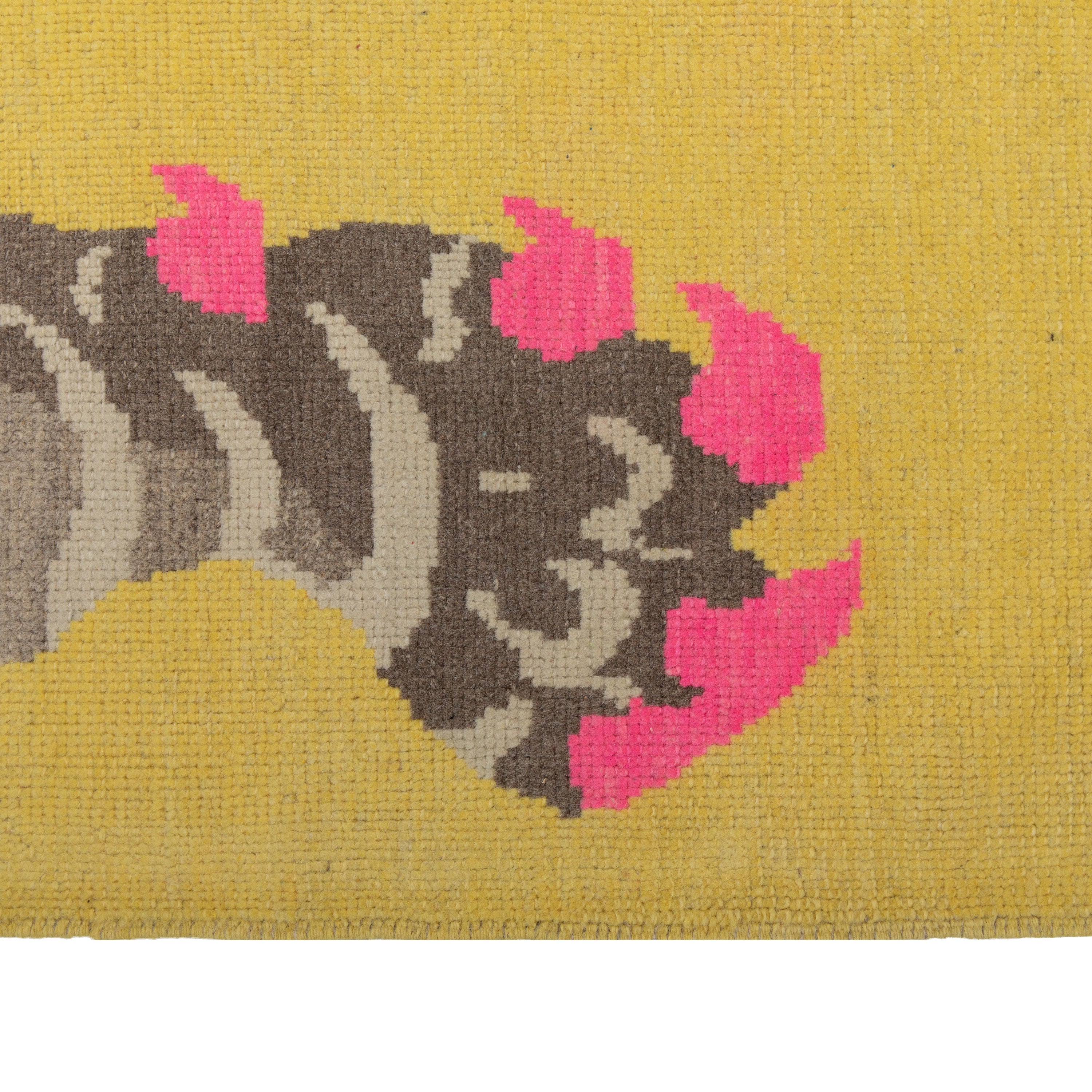 Yellow Contemporary Tiger Wool Rug - 6'8" x 10'6"