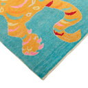 Blue Contemporary Tiger Wool Rug - 4'8" x 7'1"