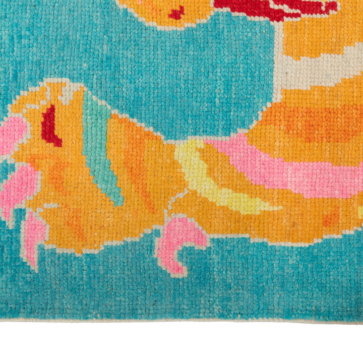 Blue Contemporary Tiger Wool Rug - 4'8" x 7'1"