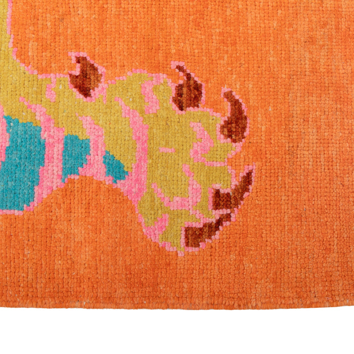 Orange Contemporary Tiger Wool Rug - 5'7" x 7'12"