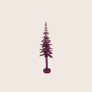 Two glittery artificial trees with snow-like finish on bases. - hover
