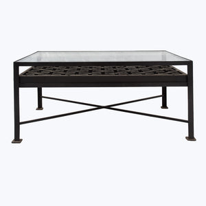 Vintage Concrete Mold Coffee Table | Glass Top