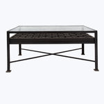 Vintage Concrete Mold Coffee Table | Glass Top