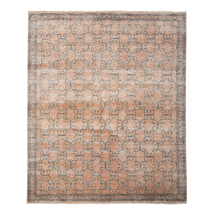 Dusty Rose Traditional Wool Silk Rug - 8' x 10'