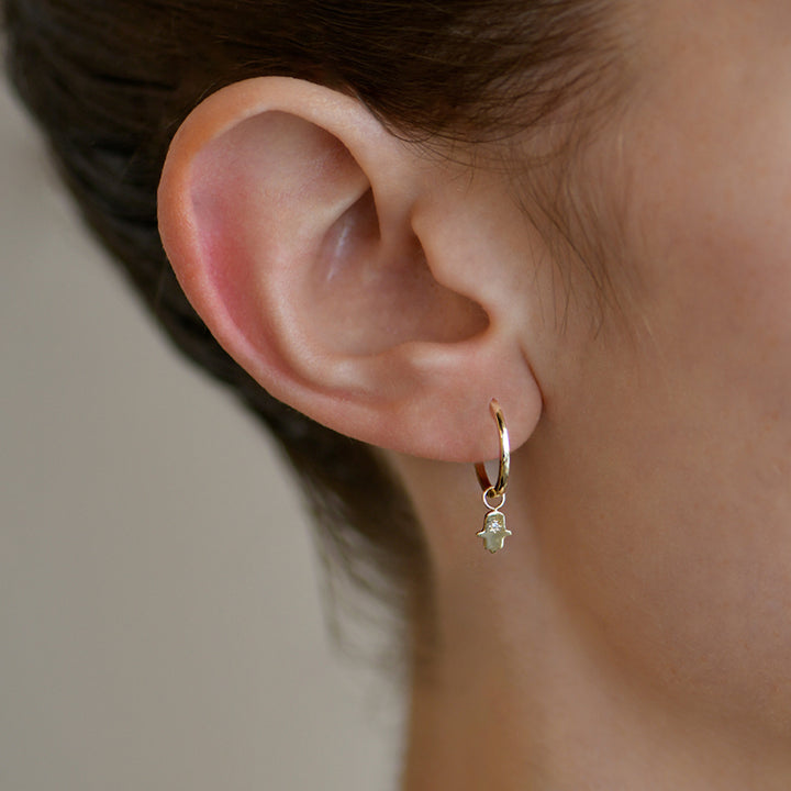 Mel Soldera Baguette Hoop Charm Earrings