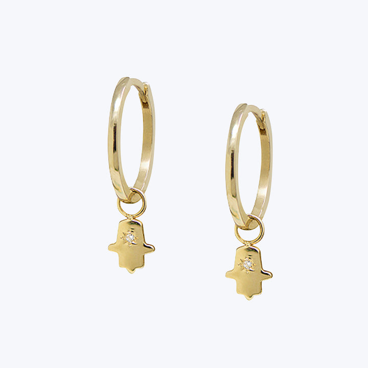 Mel Soldera Hamsa Hoop Charm Earrings