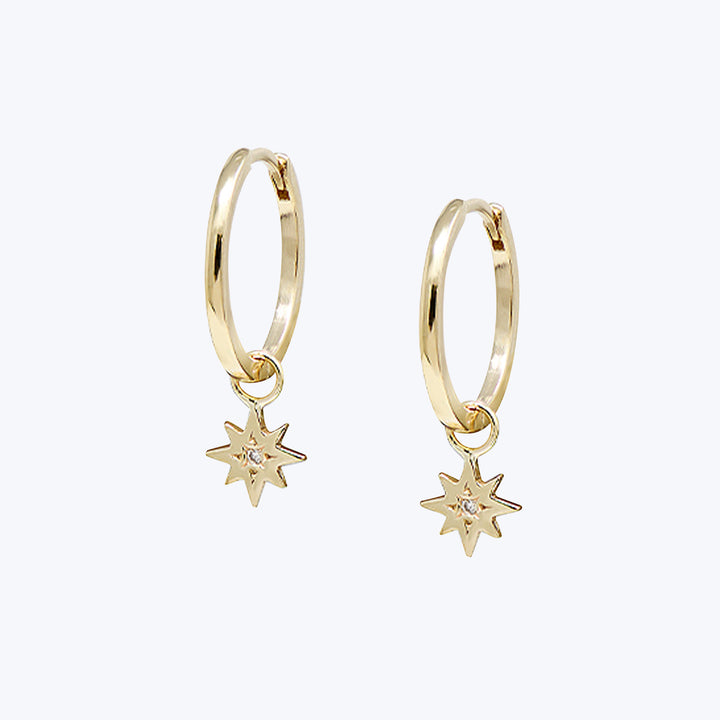 Mel Soldera Icon Star Hoop Charm Earrings