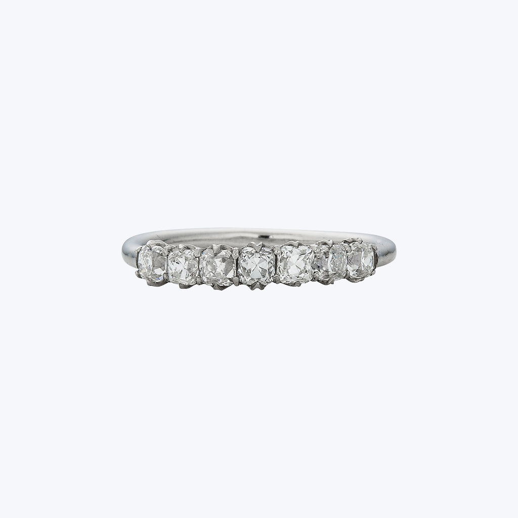 Contemporary Platinum Petite Old Mine Cut Diamond Ring