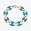 14K Yellow Gold Flat Link Turquoise Bracelet