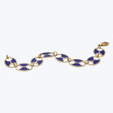 14K Yellow Gold Flat Link Lapis Lazuli Bracelet