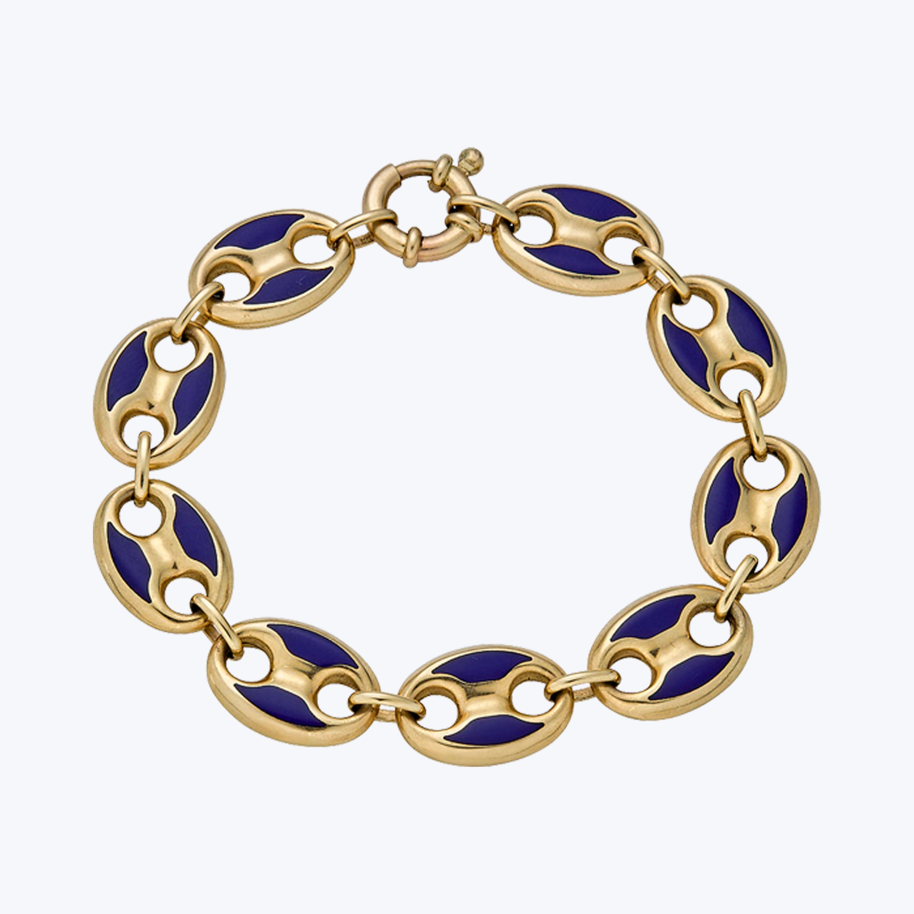 14K Yellow Gold Lapis Lazuli Coffee Bean Bracelet