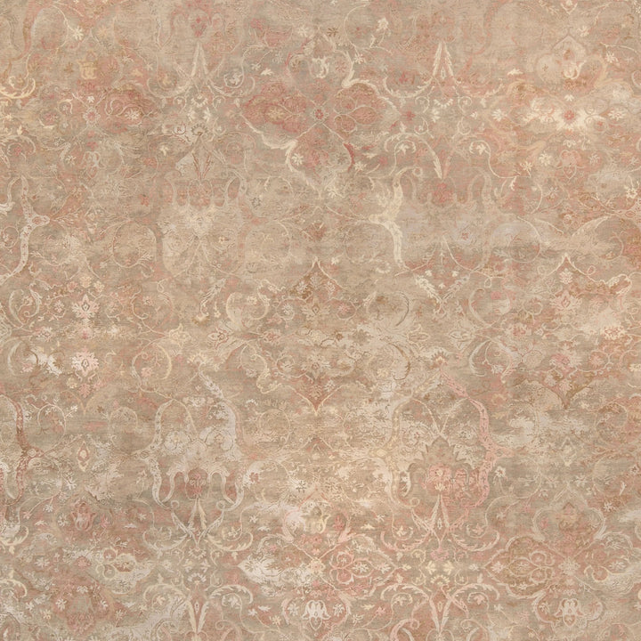 Grey & Pink Contemporary Wool Silk Blend Rug - 10' x 14'