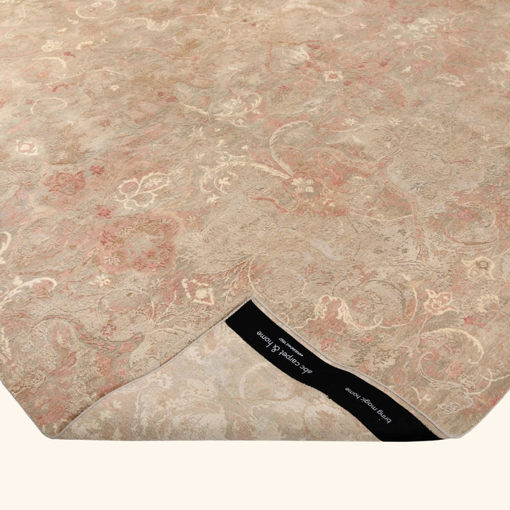 Grey & Pink Contemporary Wool Silk Blend Rug - 10' x 14'