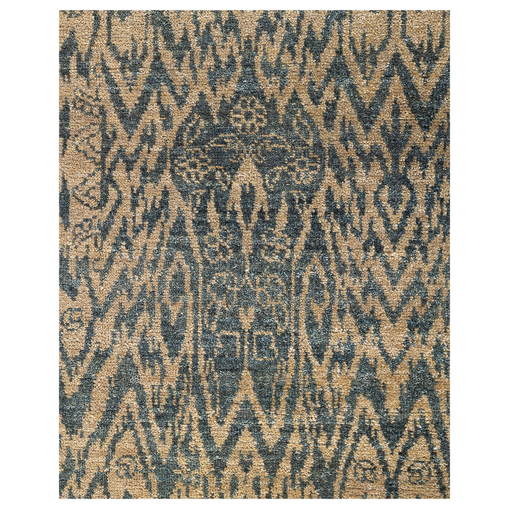 Beige Traditional Ikat Wool Rug - 7'10" x 10'1"